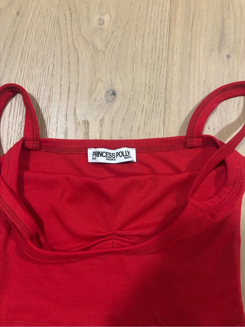 NEW Princess Polly Red Ribbed Slim Tank - Picture 2 of 3